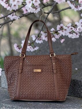 Cole Haan Junia Tote - Brown Woven Leather